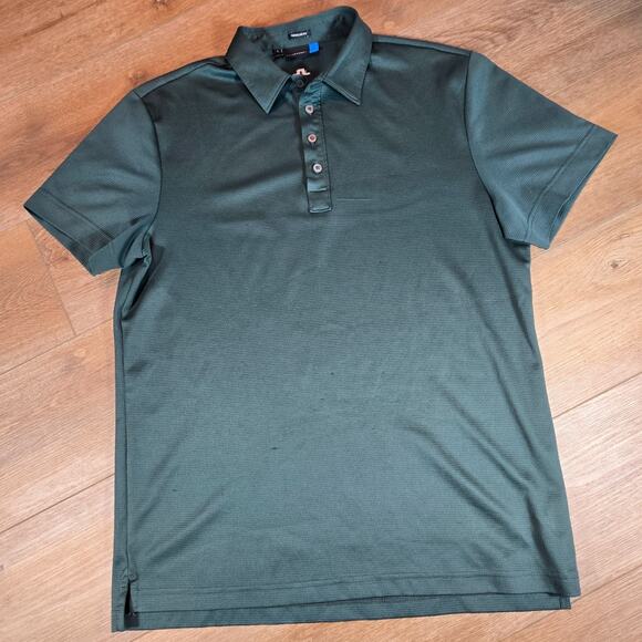 J Lindeberg Golf Polo Shirt Mens L Green Polyester Regular Fit Performance - Picture 1 of 11